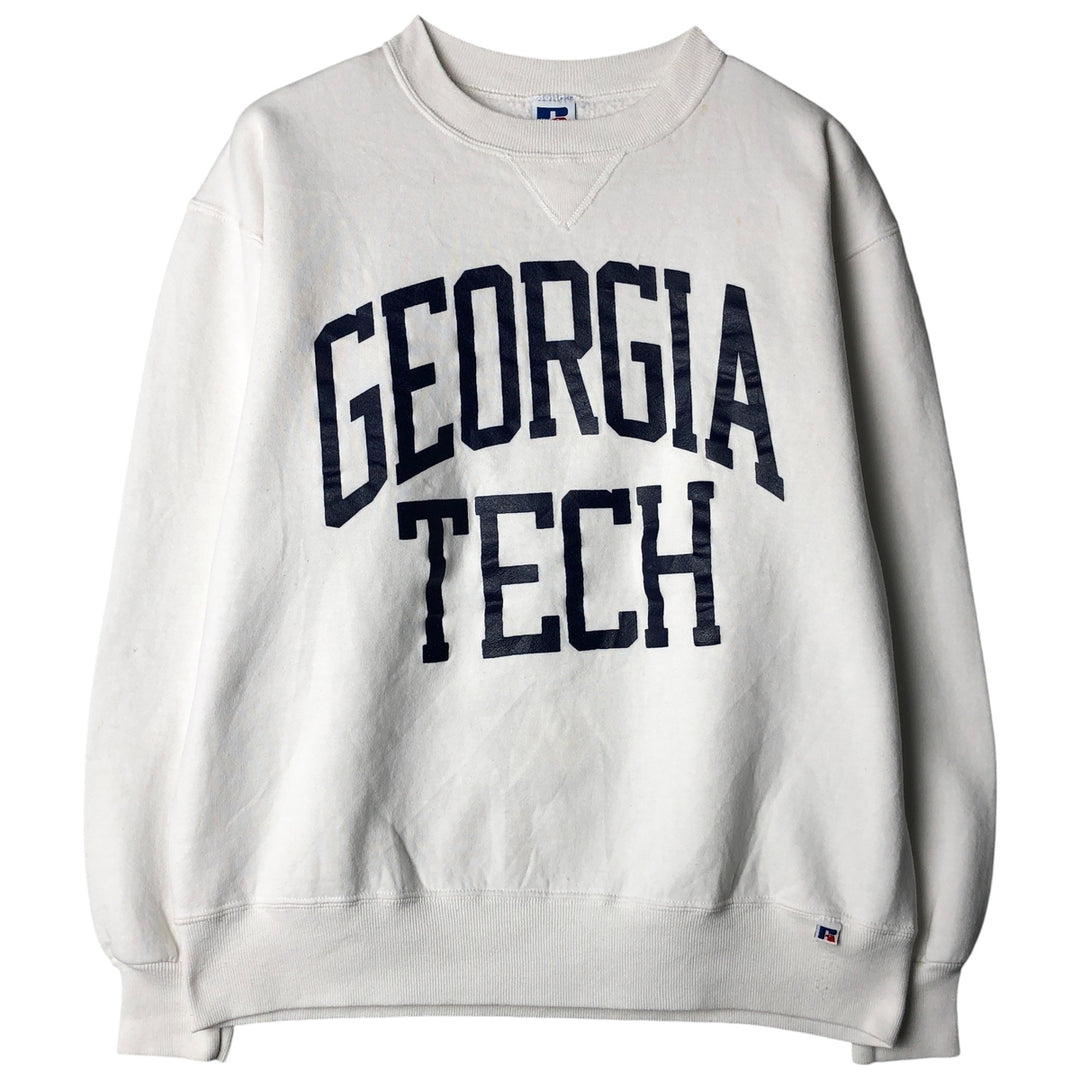 90'S Russell College Sweatshirt, Made in USA, Men's L, Vintage cotton white type Vintage Second Hand