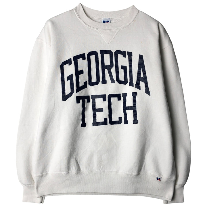 90'S Russell College Sweatshirt, Made in USA, Men's L, Vintage cotton white type Vintage Second Hand