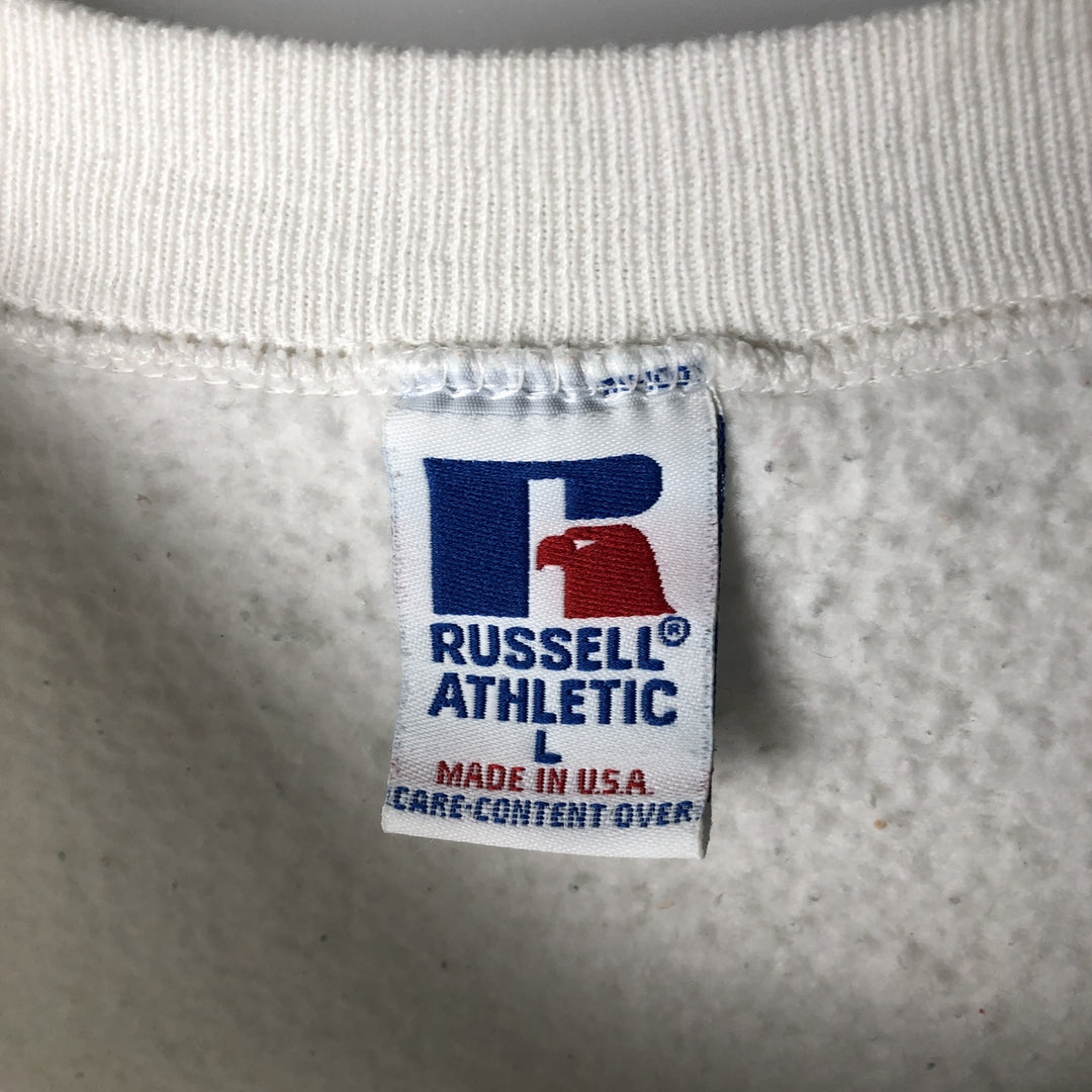 90'S Russell College Sweatshirt, Made in USA, Men's L, Vintage cotton white type Vintage Second Hand