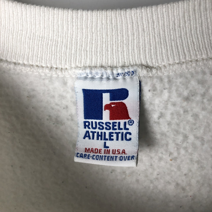 90'S Russell College Sweatshirt, Made in USA, Men's L, Vintage cotton white type Vintage Second Hand