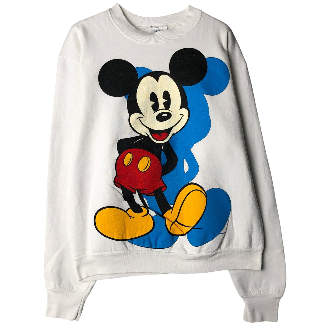 Vintage 90'S Mickey and Co. Mickey Mouse large print character sweatshirt, size L, men's unclear white type Vintage Second Hand