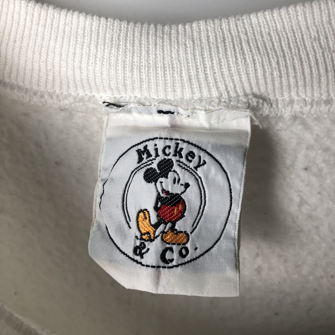 Vintage 90'S Mickey and Co. Mickey Mouse large print character sweatshirt, size L, men's unclear white type Vintage Second Hand