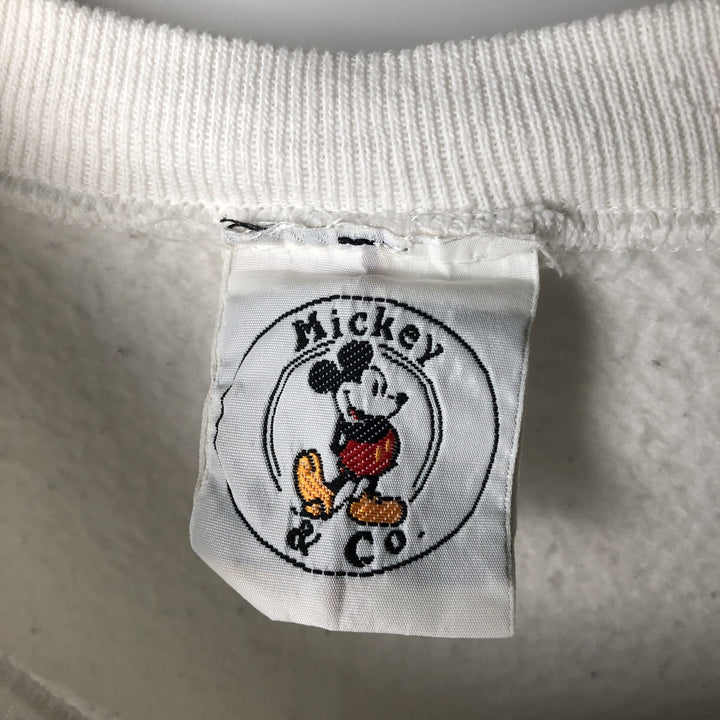 Vintage 90'S Mickey and Co. Mickey Mouse large print character sweatshirt, size L, men's unclear white type Vintage Second Hand