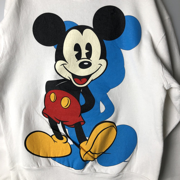 Vintage 90'S Mickey and Co. Mickey Mouse large print character sweatshirt, size L, men's unclear white type Vintage Second Hand