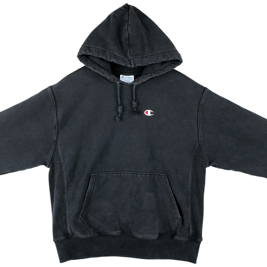 Champion REVERSE WEAVE Reverse Weave Sweat Pullover Hoodie Men's L size cotton black type Vintage Second Hand