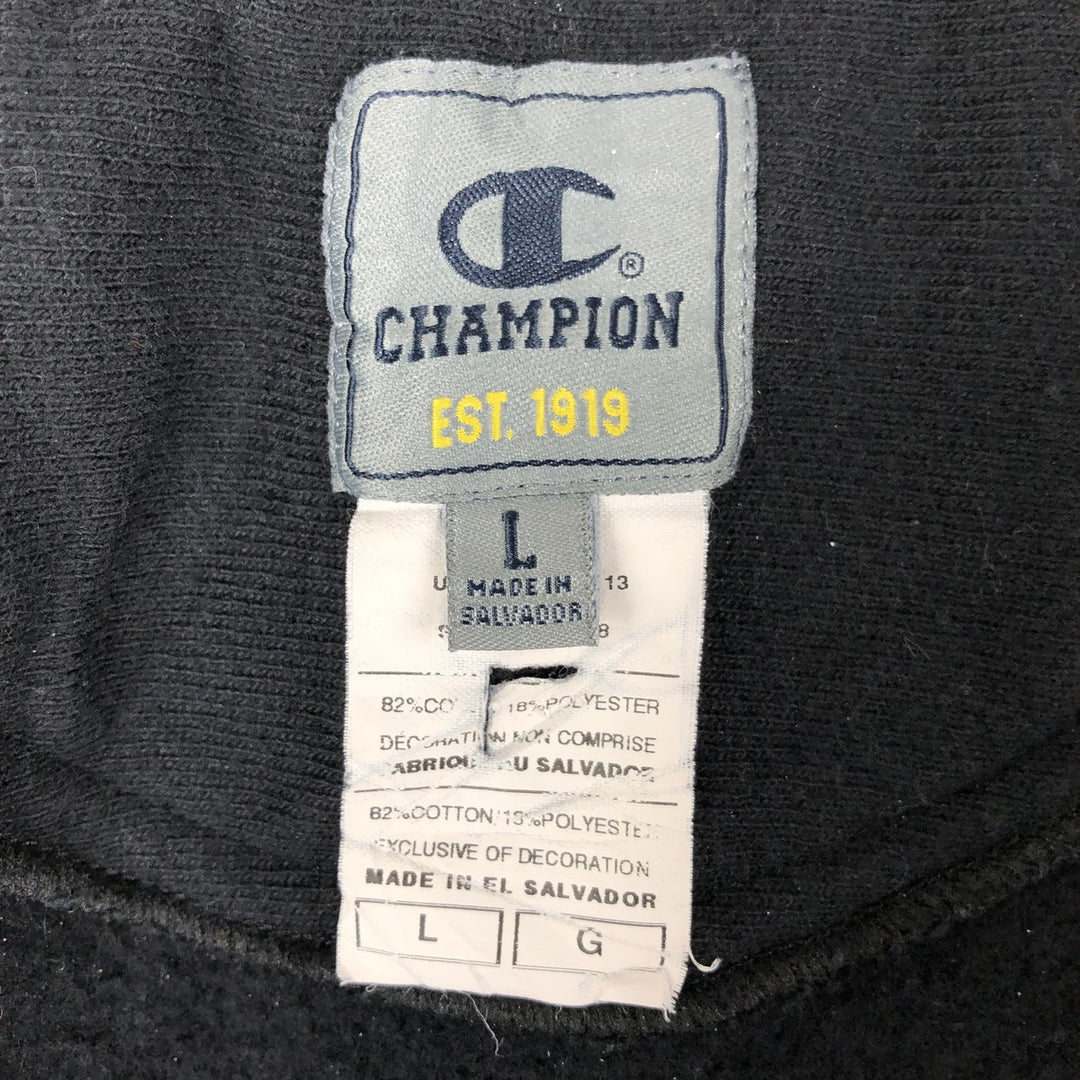 2000'S Champion EST.1919 Sweatshirt Pullover Hoodie, Men's Size L cotton black type Vintage Second Hand