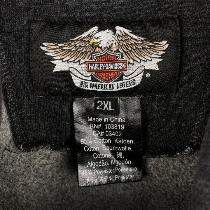 Harley-Davidson Full Zip Sweatshirt, Men's XXL cotton gray type Vintage Second Hand