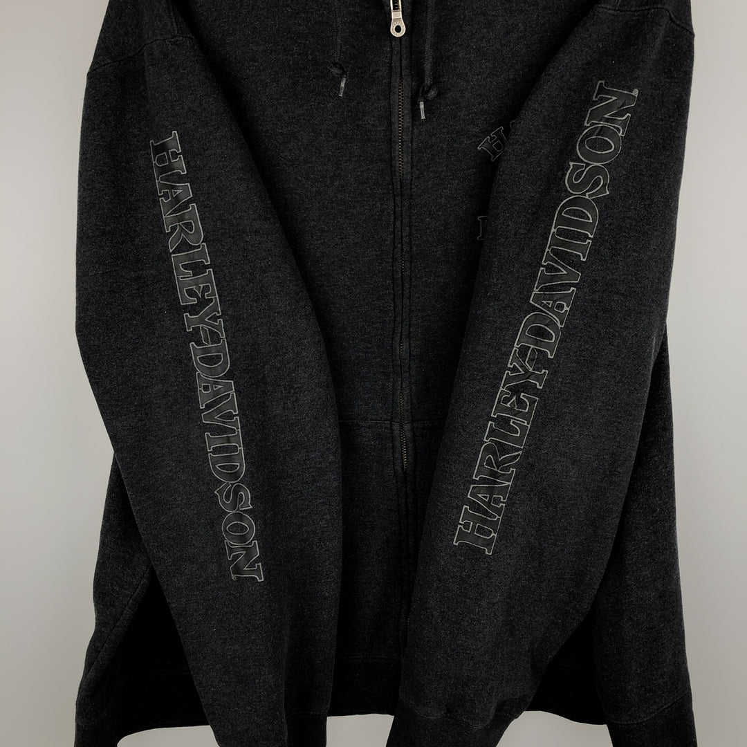 Harley-Davidson Full Zip Sweatshirt, Men's XXL cotton gray type Vintage Second Hand