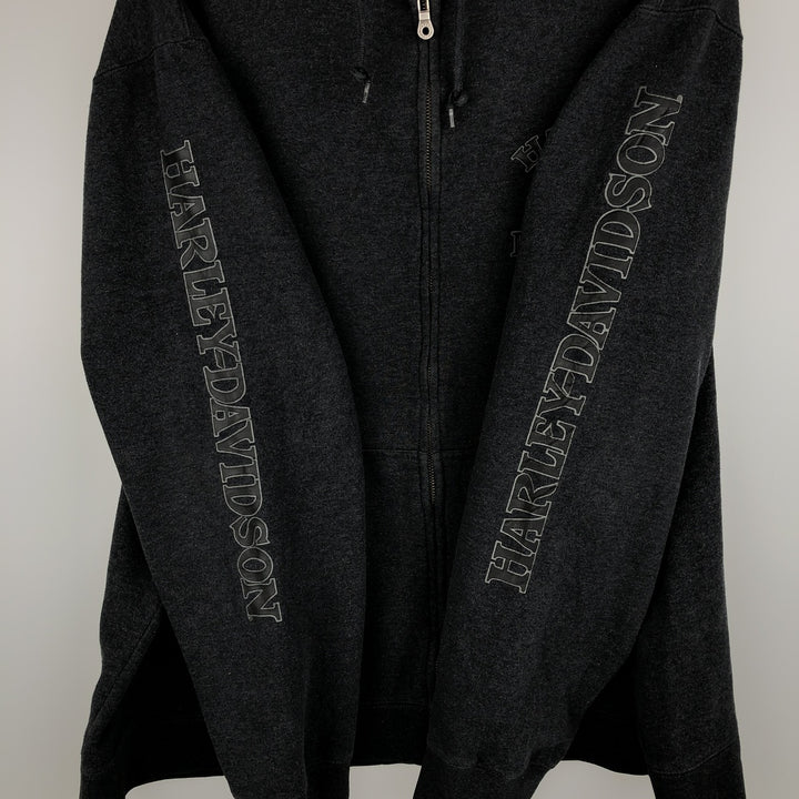 Harley-Davidson Full Zip Sweatshirt, Men's XXL cotton gray type Vintage Second Hand