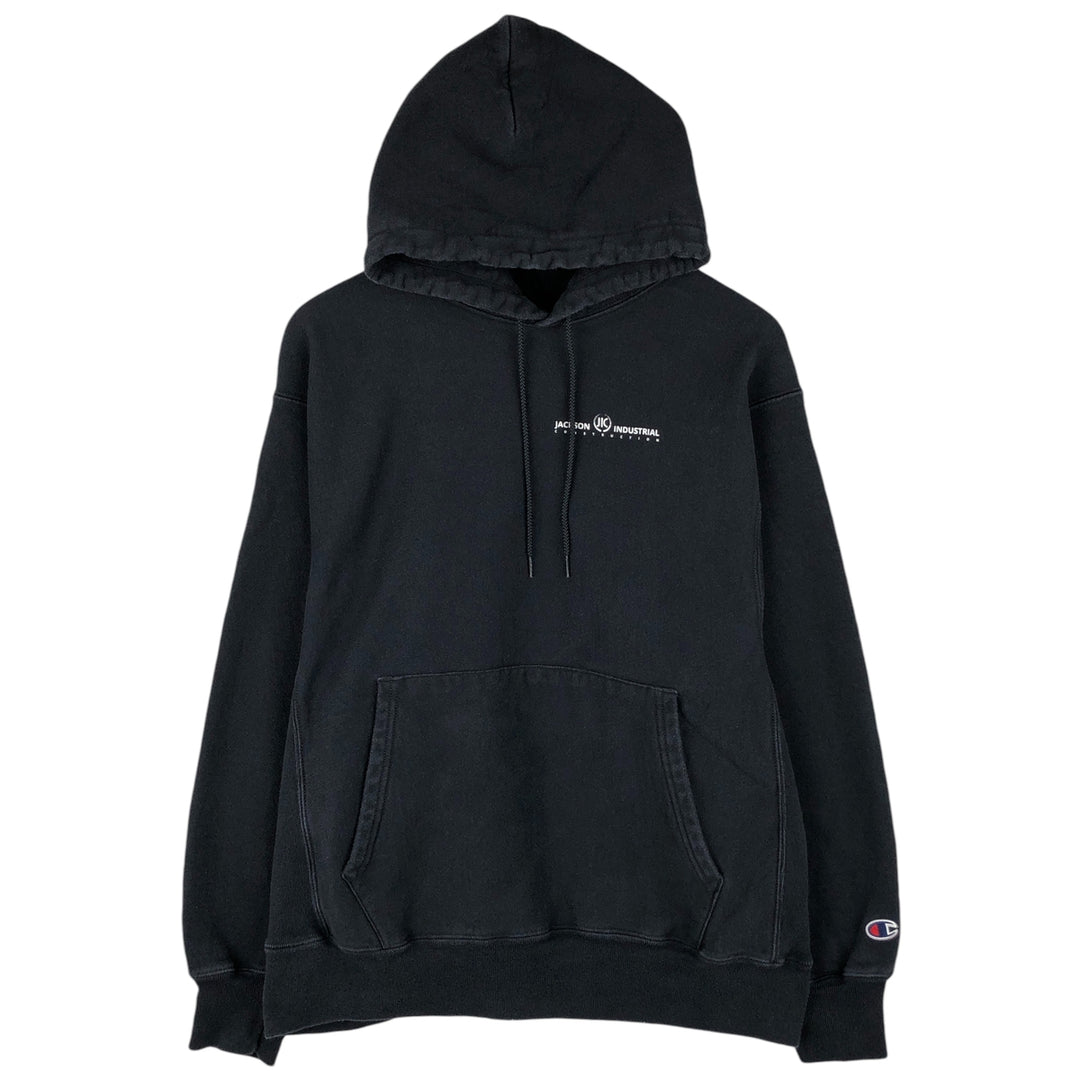 00'S Champion Premium Reverse Weave Advertising Sweat Pullover Hoodie Men's L size cotton black type Vintage Second Hand
