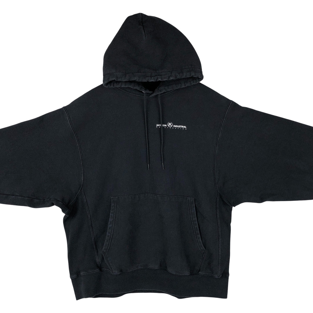 00'S Champion Premium Reverse Weave Advertising Sweat Pullover Hoodie Men's L size cotton black type Vintage Second Hand
