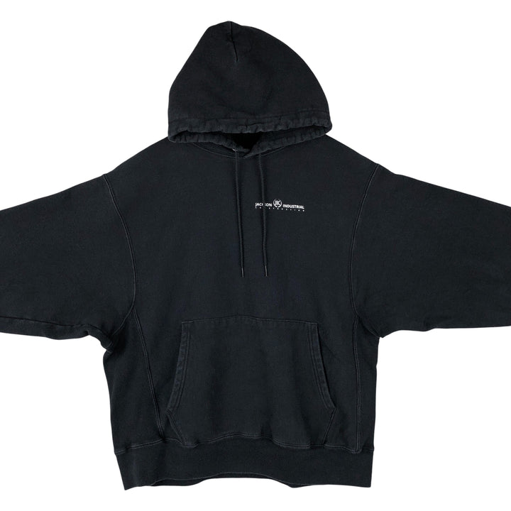 00'S Champion Premium Reverse Weave Advertising Sweat Pullover Hoodie Men's L size cotton black type Vintage Second Hand