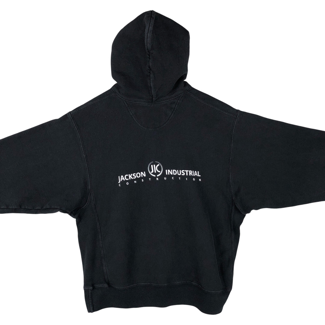 00'S Champion Premium Reverse Weave Advertising Sweat Pullover Hoodie Men's L size cotton black type Vintage Second Hand