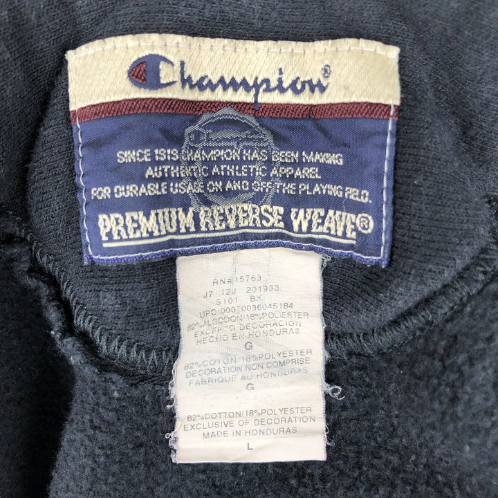 00'S Champion Premium Reverse Weave Advertising Sweat Pullover Hoodie Men's L size cotton black type Vintage Second Hand