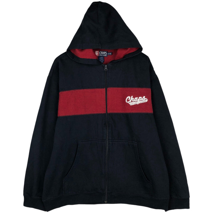 Ralph Lauren CHAPS full-zip sweatshirt hoodie, men's size XL cotton black type Vintage Second Hand