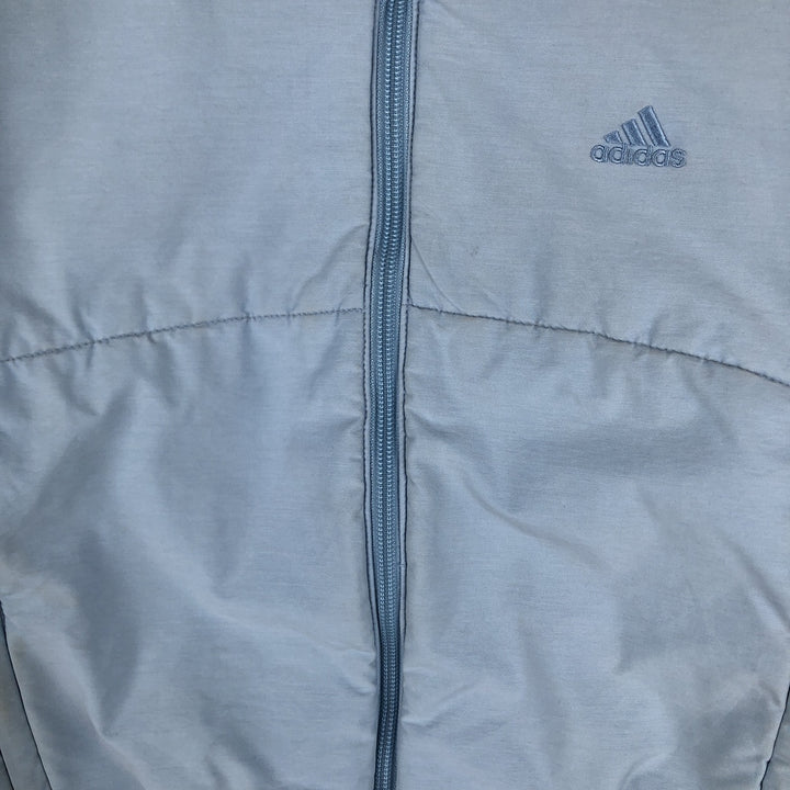2000'S Adidas high-neck padded puffer jacket, women's size M cotton Blue type light blue Vintage Second Hand