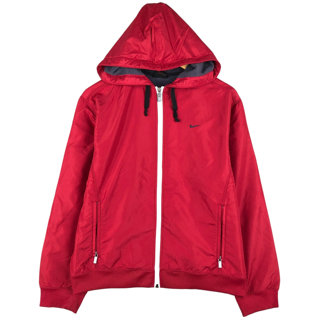 Vintage 90'S Nike hooded windbreaker, size L, women's polyester red type Vintage Second Hand