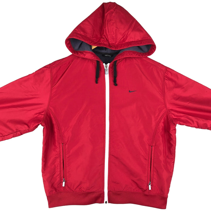 Vintage 90'S Nike hooded windbreaker, size L, women's polyester red type Vintage Second Hand