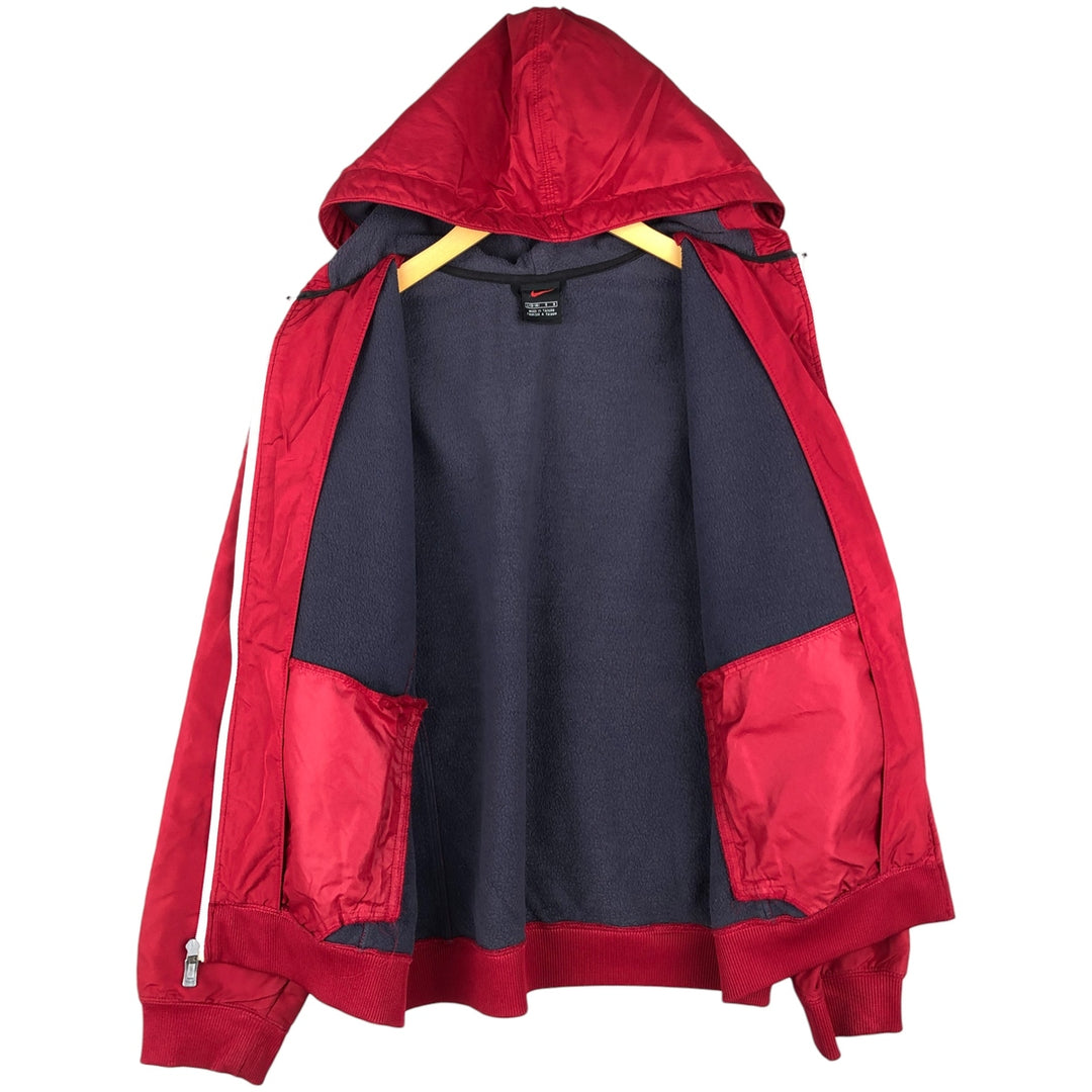 Vintage 90'S Nike hooded windbreaker, size L, women's polyester red type Vintage Second Hand