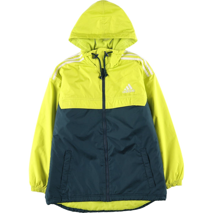 Vintage 90'S adidas padded hoodie/puffer jacket, size L, women's polyester yellow type Vintage Second Hand