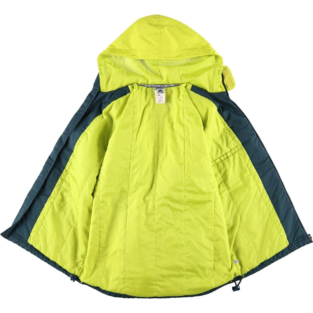 Vintage 90'S adidas padded hoodie/puffer jacket, size L, women's polyester yellow type Vintage Second Hand