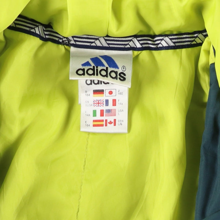 Vintage 90'S adidas padded hoodie/puffer jacket, size L, women's polyester yellow type Vintage Second Hand