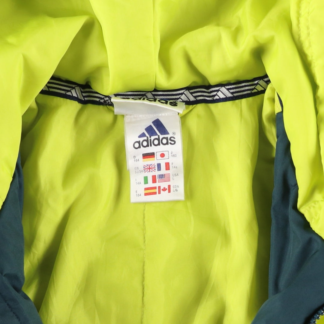 Vintage 90'S adidas padded hoodie/puffer jacket, size L, women's polyester yellow type Vintage Second Hand