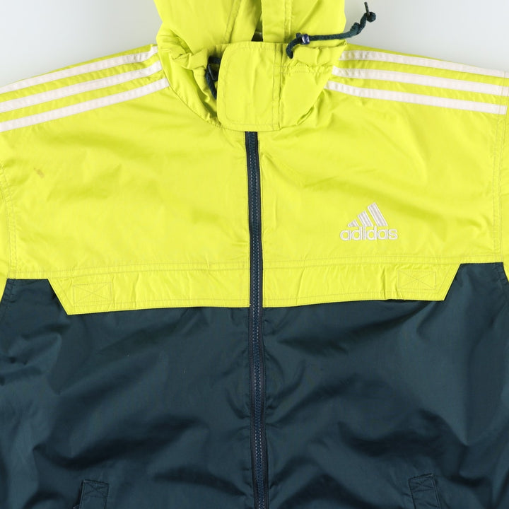 Vintage 90'S adidas padded hoodie/puffer jacket, size L, women's polyester yellow type Vintage Second Hand