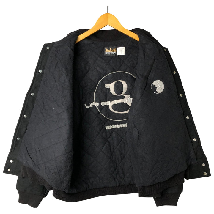 90'S AUBURN SPORTSWEAR Padded Wool Varsity Jacket, Made in USA, Men's XL Recycled wool black type Vintage Second Hand