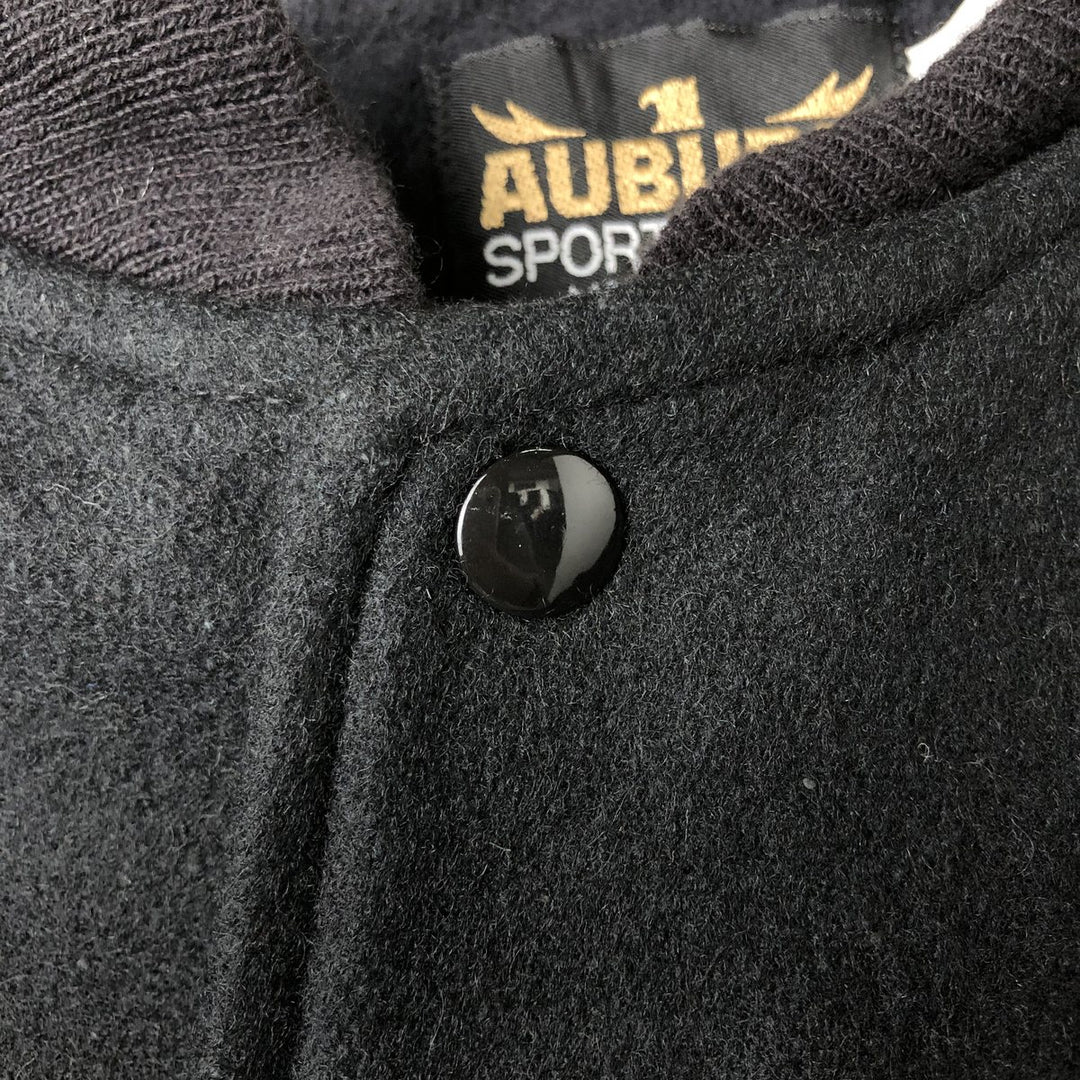 90'S AUBURN SPORTSWEAR Padded Wool Varsity Jacket, Made in USA, Men's XL Recycled wool black type Vintage Second Hand