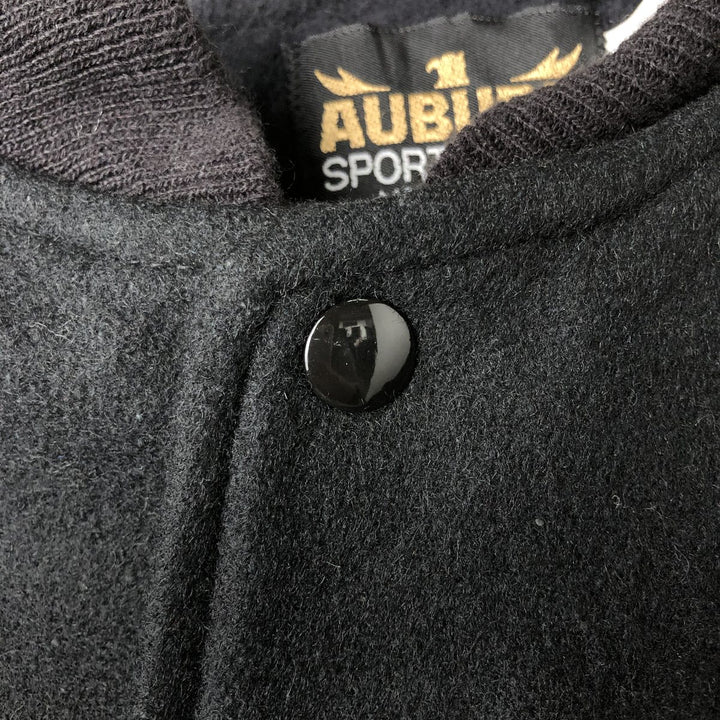 90'S AUBURN SPORTSWEAR Padded Wool Varsity Jacket, Made in USA, Men's XL Recycled wool black type Vintage Second Hand