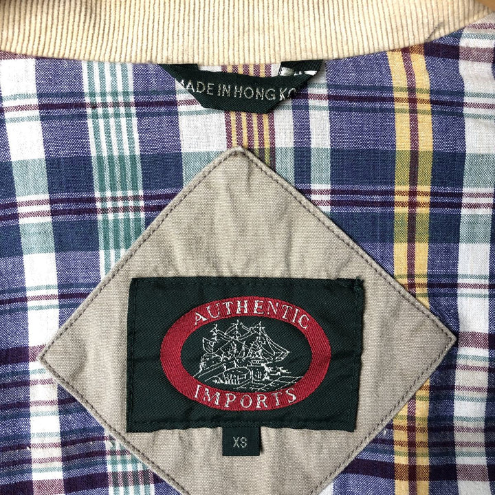 80s-90'S Authentic Imports Hunting Jacket, Men's Size XS cotton Beige type Vintage Second Hand