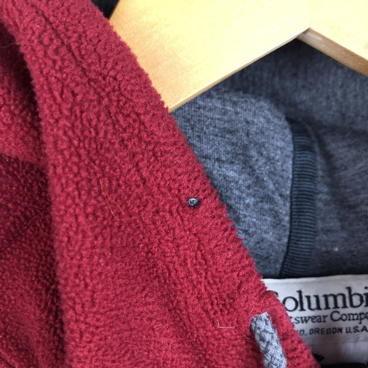 90s-00'S Columbia fleece pullover hoodie, men's size M unclear red type Vintage Second Hand
