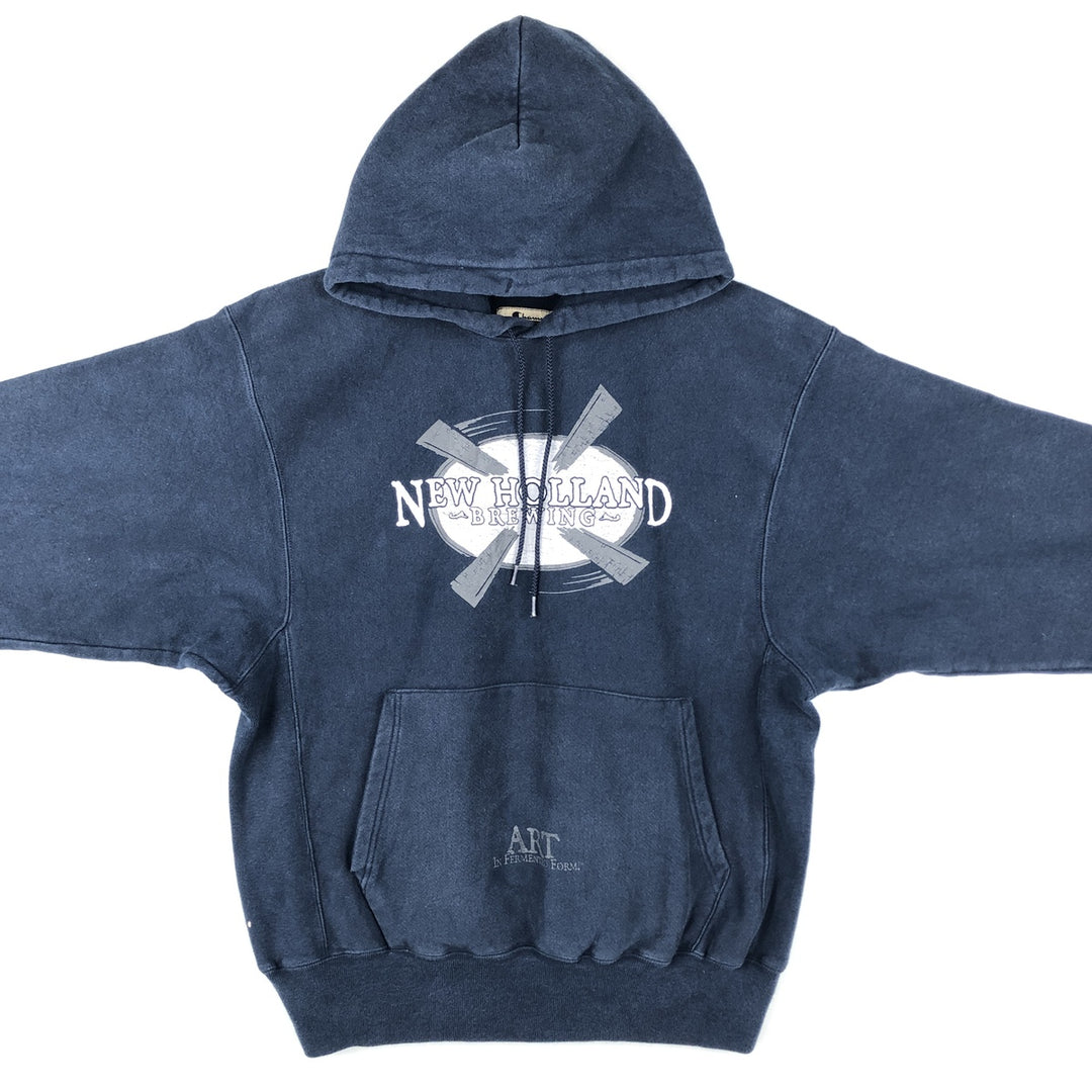 2000'S Champion PREMIUM REVERSE WEAVE Premium Reverse Weave Sweatshirt Pullover Hoodie, Men's Size M cotton navy blue type Vintage Second Hand