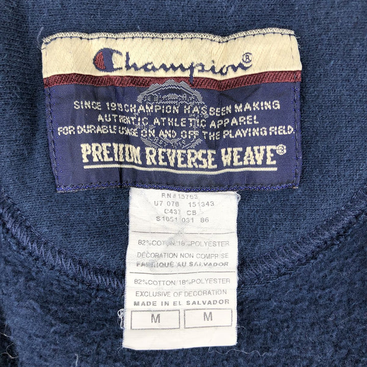 2000'S Champion PREMIUM REVERSE WEAVE Premium Reverse Weave Sweatshirt Pullover Hoodie, Men's Size M cotton navy blue type Vintage Second Hand