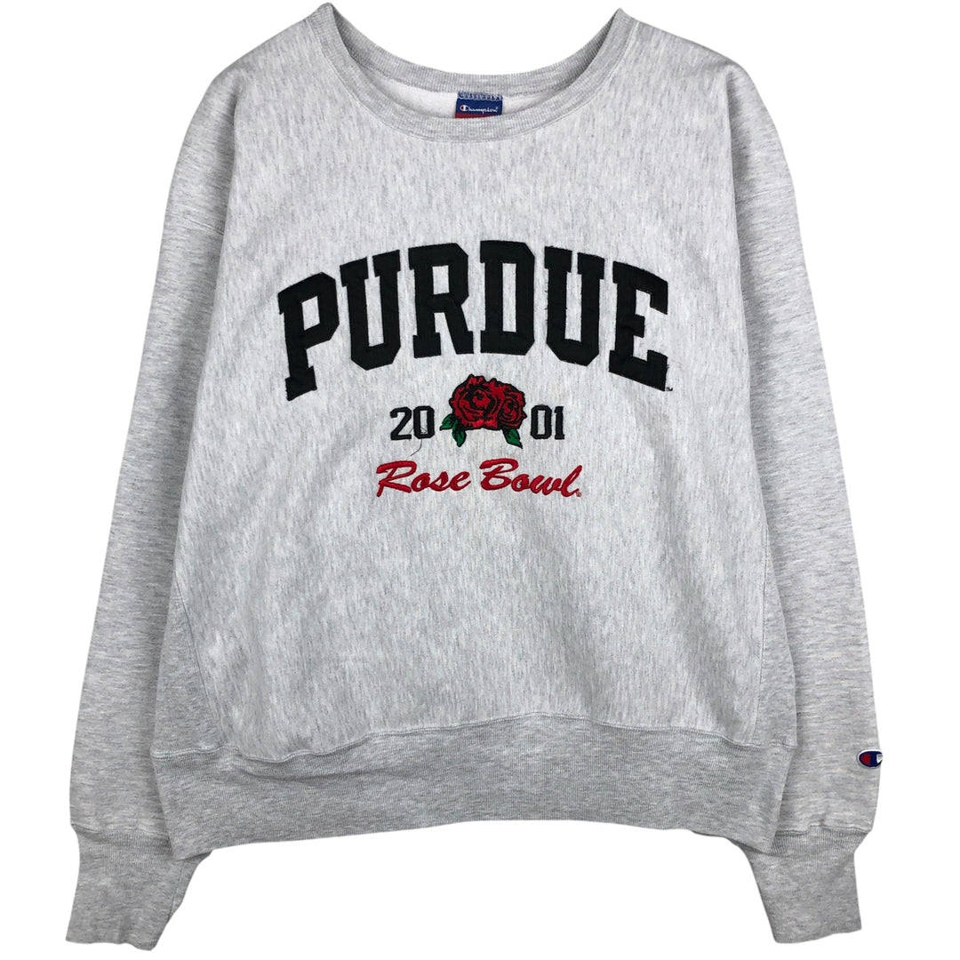 2000'S Champion Reverse Weave 2001 Rose Bowl Purdue University College Sweatshirt cotton gray type Vintage Second Hand
