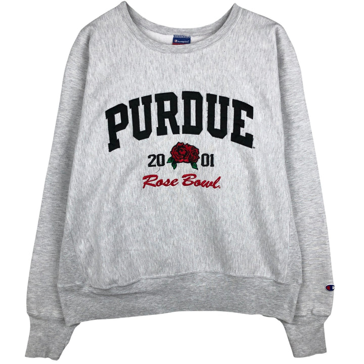 2000'S Champion Reverse Weave 2001 Rose Bowl Purdue University College Sweatshirt cotton gray type Vintage Second Hand