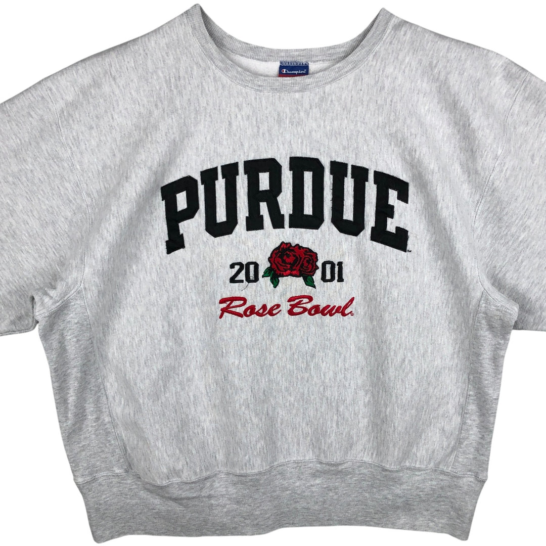 2000'S Champion Reverse Weave 2001 Rose Bowl Purdue University College Sweatshirt cotton gray type Vintage Second Hand