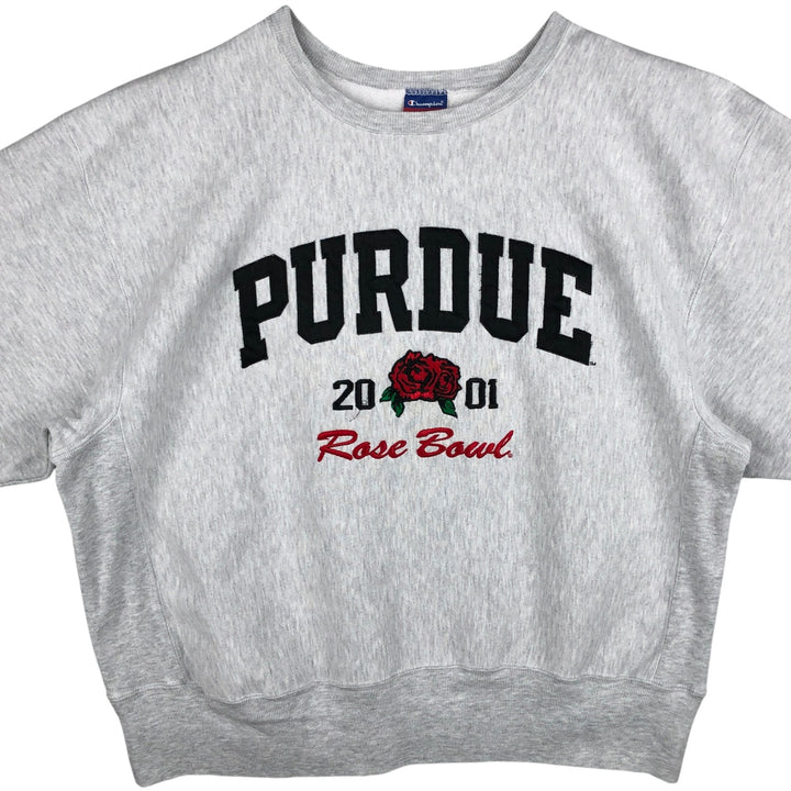 2000'S Champion Reverse Weave 2001 Rose Bowl Purdue University College Sweatshirt cotton gray type Vintage Second Hand