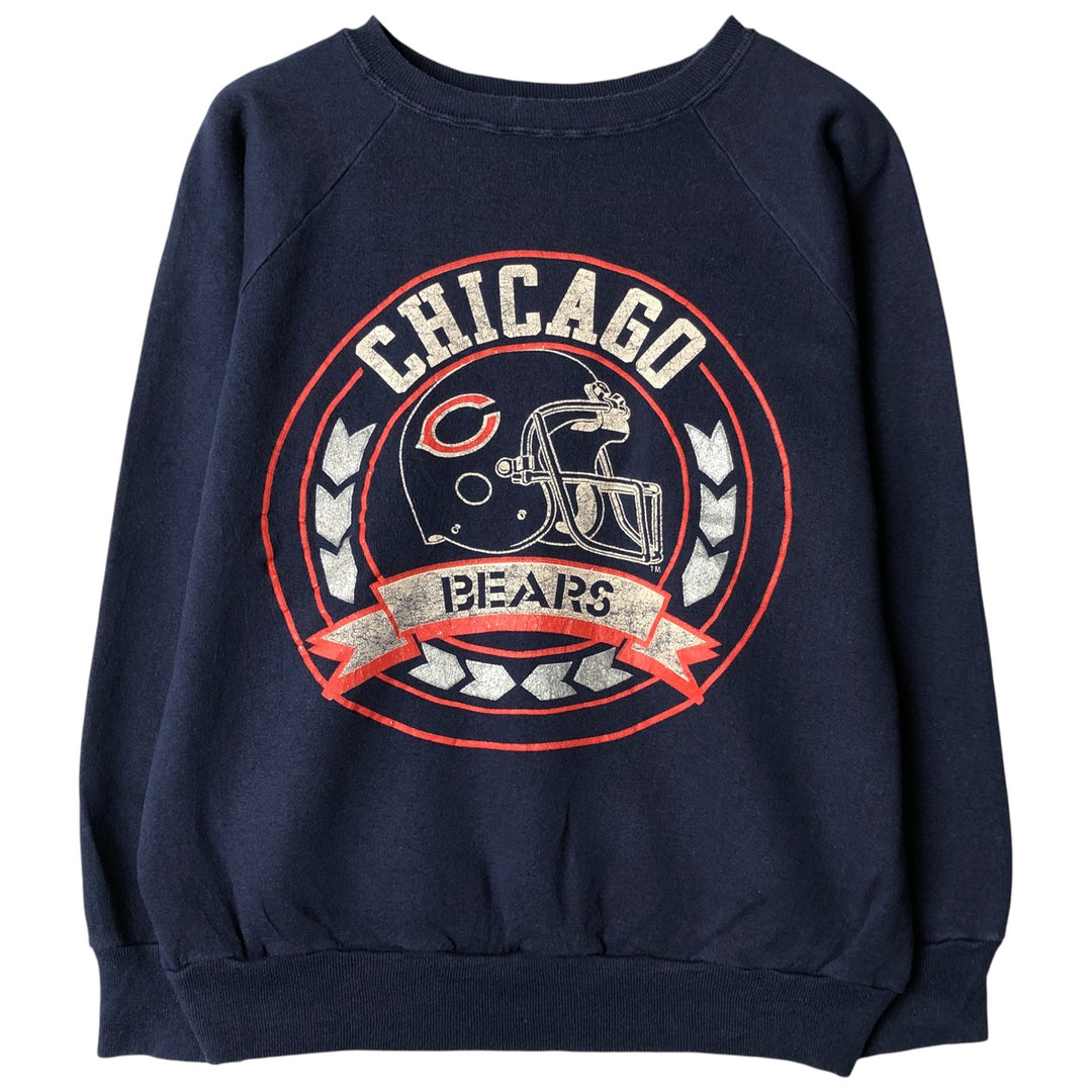 1980'S Champion Tricot Tag NFL Chicago Bears Print Sweatshirt, Made in USA, Men's Size L cotton navy blue type Vintage Second Hand