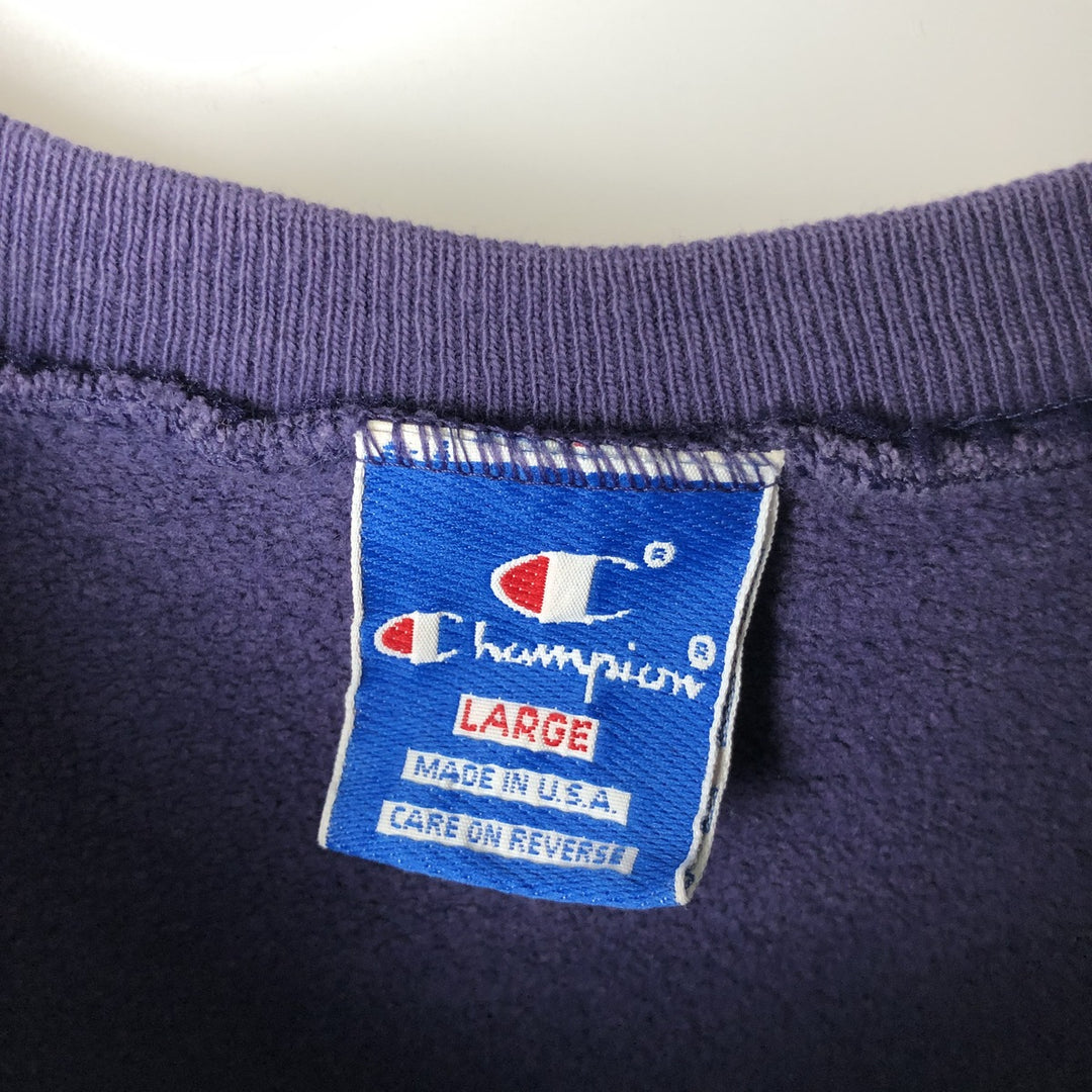 90'S Champion One-Point Logo Sweatshirt, Made in USA, Men's Size L, Vintage cotton purple type Vintage Second Hand