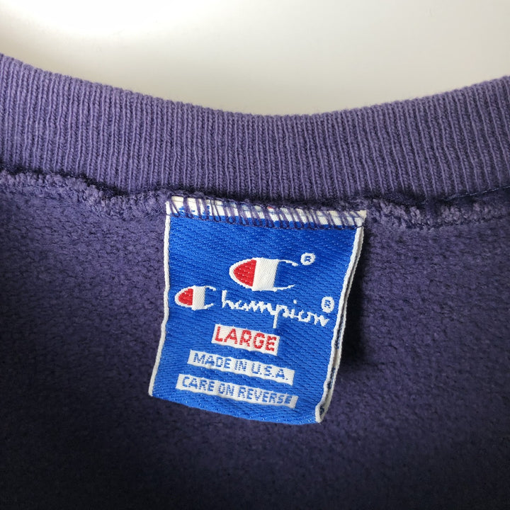 90'S Champion One-Point Logo Sweatshirt, Made in USA, Men's Size L, Vintage cotton purple type Vintage Second Hand