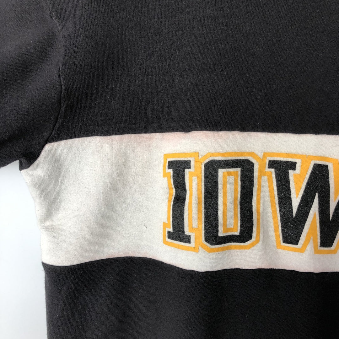 Vintage 1980'S Champion IOWA University of Iowa college sweatshirt, made in the USA, size L, men's cotton black type Vintage Second Hand