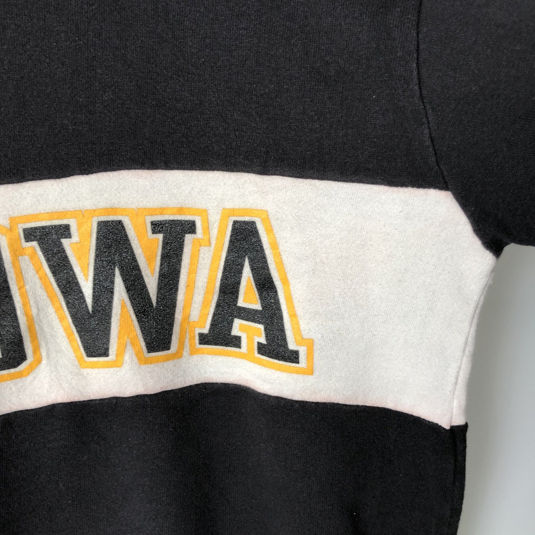 Vintage 1980'S Champion IOWA University of Iowa college sweatshirt, made in the USA, size L, men's cotton black type Vintage Second Hand