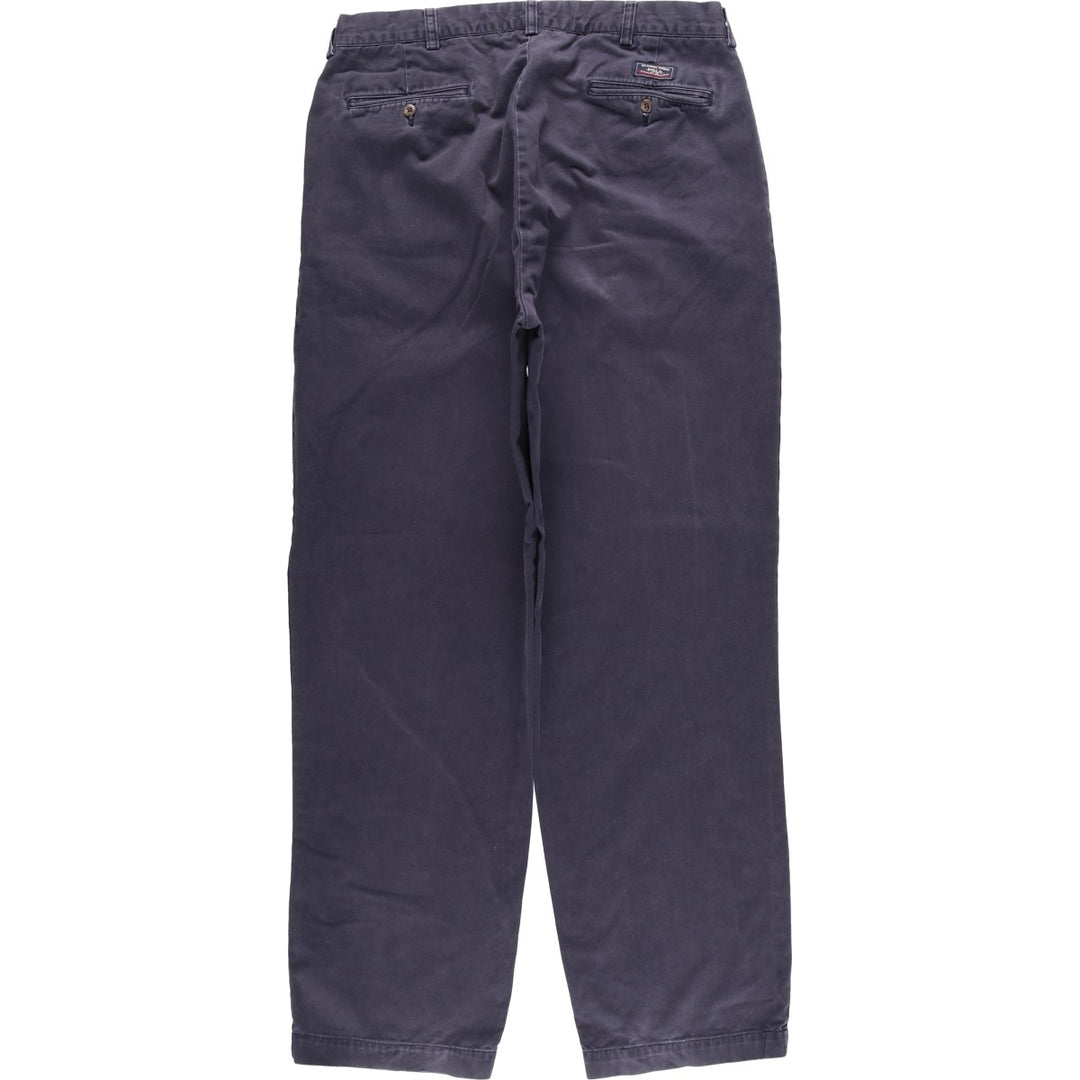 Ralph Lauren POLO by Ralph Lauren ANDREW PANT, two-pleat chino pants, men's, W35 equivalent cotton navy blue type Vintage Second Hand