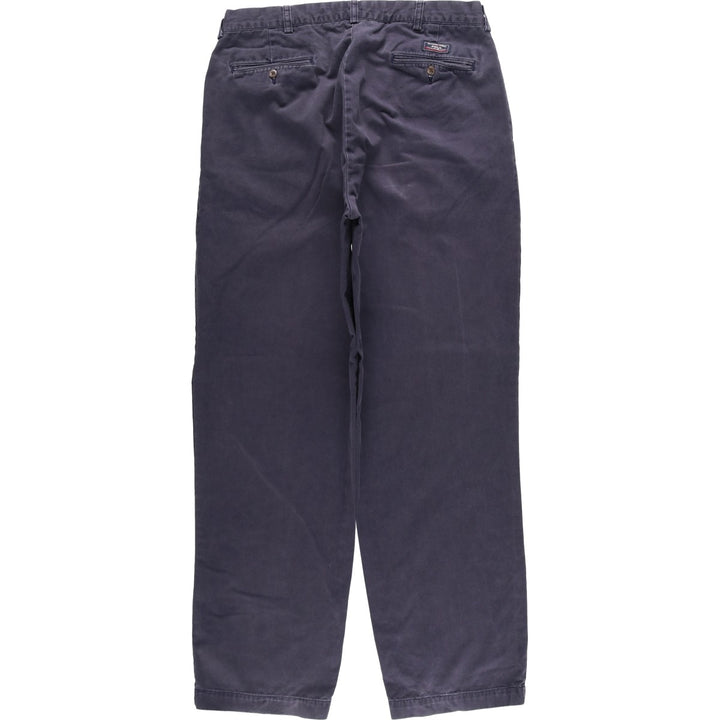 Ralph Lauren POLO by Ralph Lauren ANDREW PANT, two-pleat chino pants, men's, W35 equivalent cotton navy blue type Vintage Second Hand