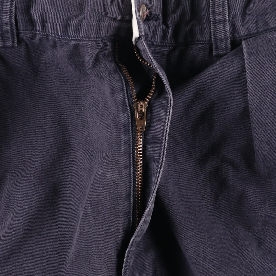 Ralph Lauren POLO by Ralph Lauren ANDREW PANT, two-pleat chino pants, men's, W35 equivalent cotton navy blue type Vintage Second Hand