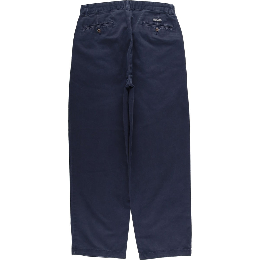 Ralph Lauren Polo Ralph Lauren Two-pleat Chino Pants for Men, W32 equivalent cotton navy blue type Vintage Second Hand