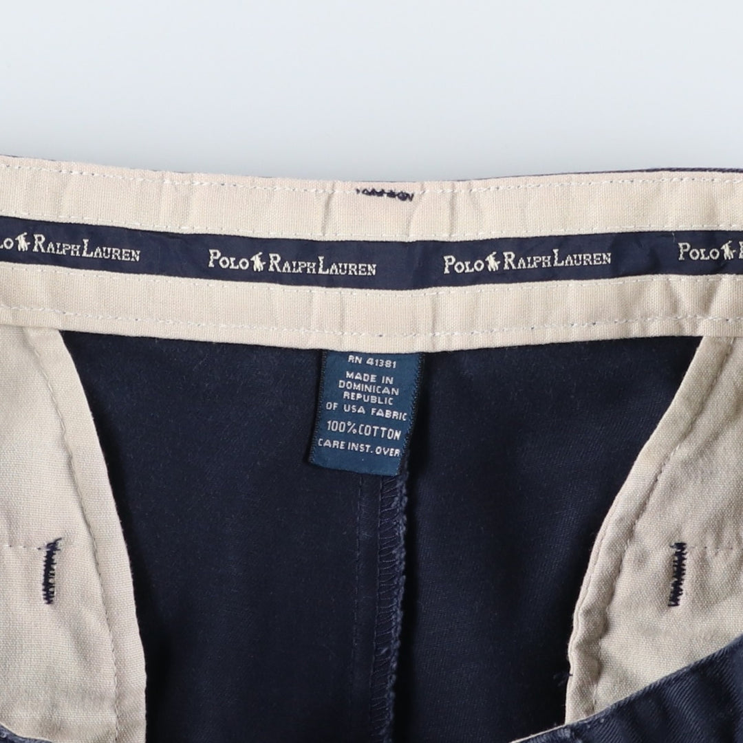 Ralph Lauren Polo Ralph Lauren Two-pleat Chino Pants for Men, W32 equivalent cotton navy blue type Vintage Second Hand