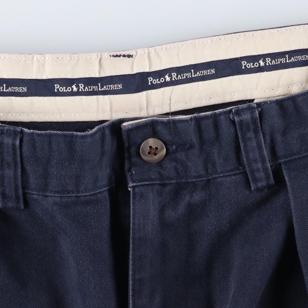 Ralph Lauren Polo Ralph Lauren Two-pleat Chino Pants for Men, W32 equivalent cotton navy blue type Vintage Second Hand
